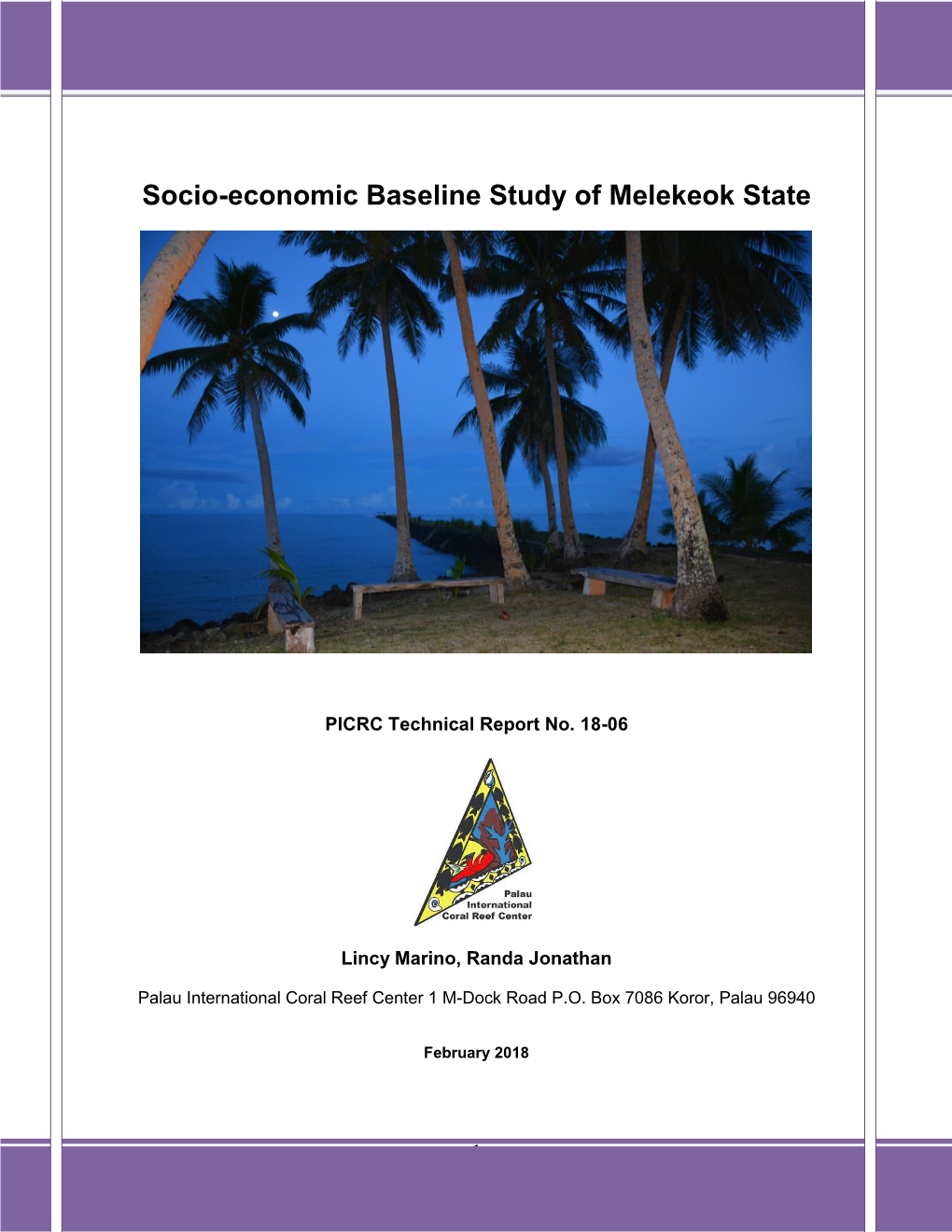 Socio-Economic Baseline Study of Melekeok State