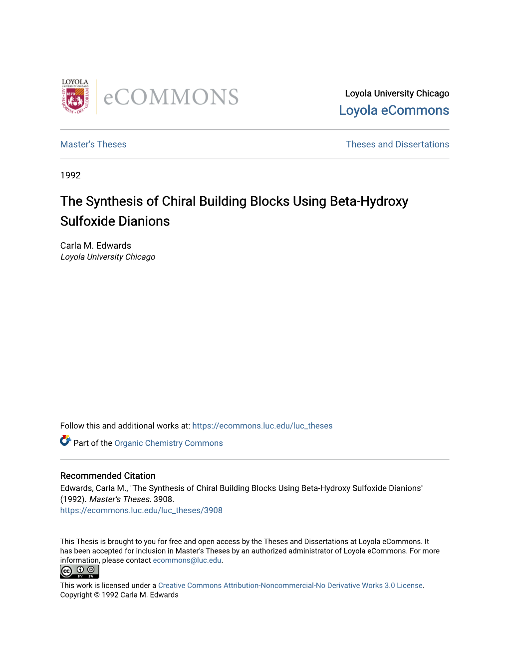 The Synthesis of Chiral Building Blocks Using Beta-Hydroxy Sulfoxide Dianions