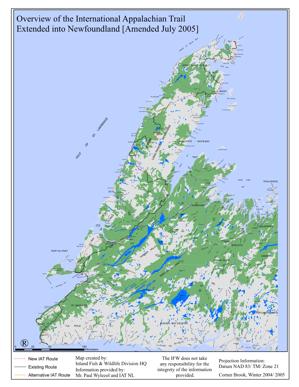 Overview of the International Appalachian Trail Extended Into