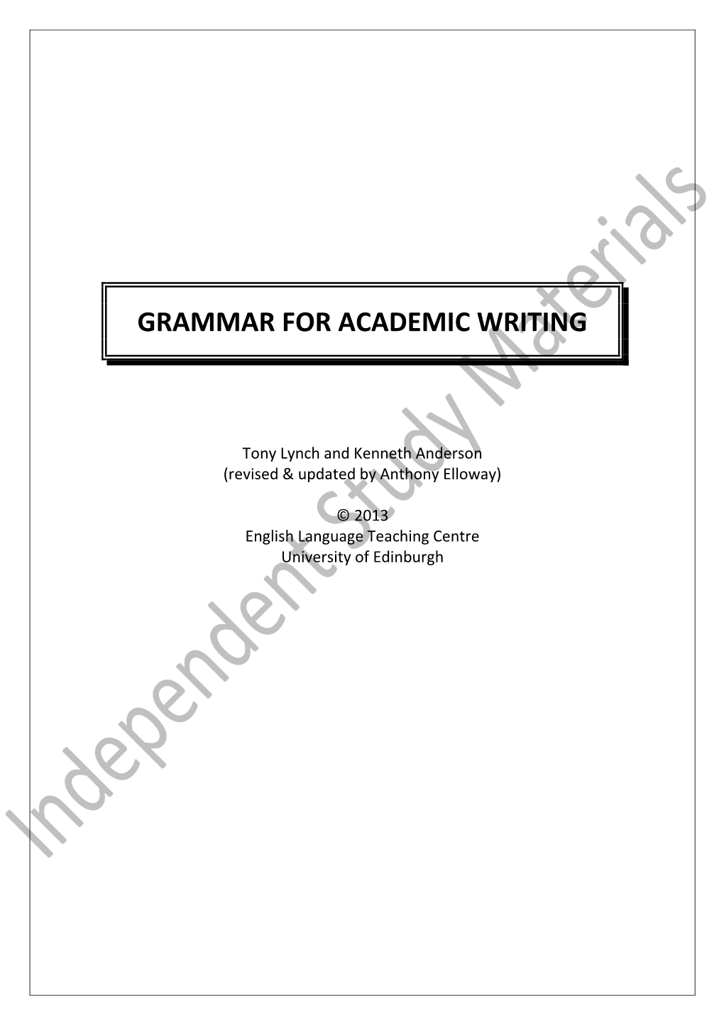 Grammar for Academic Writing