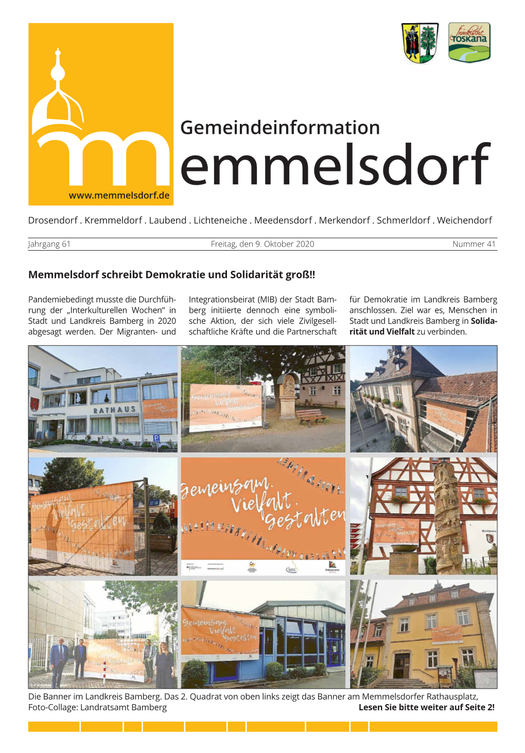 Memmelsdorf Schreibt Demokratie Und Solidarität Groß!!