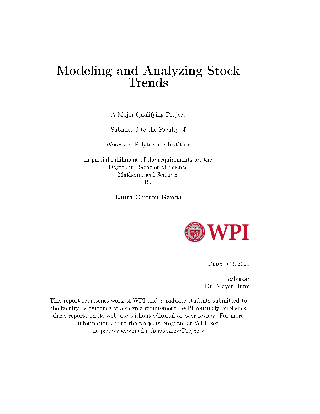 Modeling and Analyzing Stock Trends