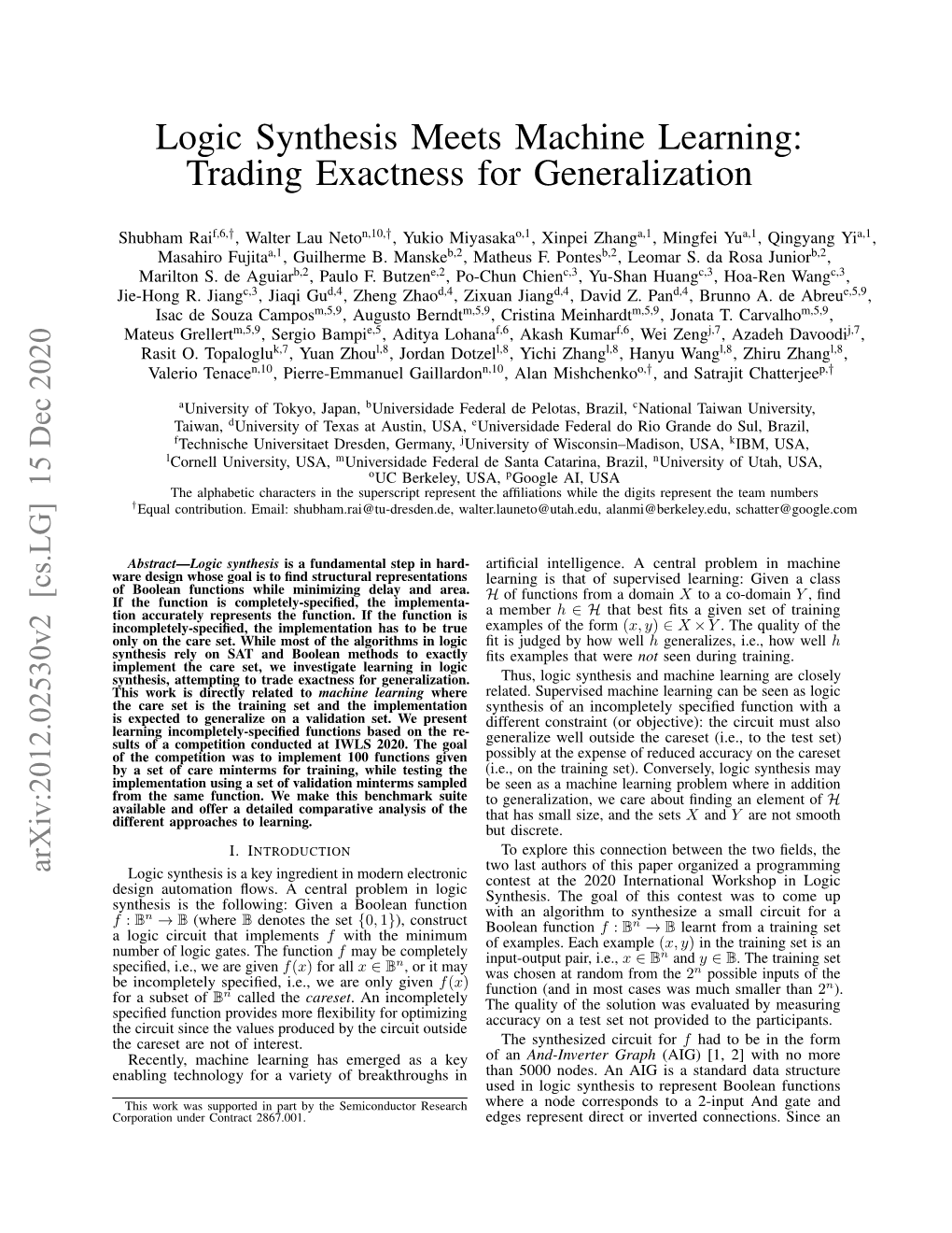 Logic Synthesis Meets Machine Learning: Trading Exactness for Generalization