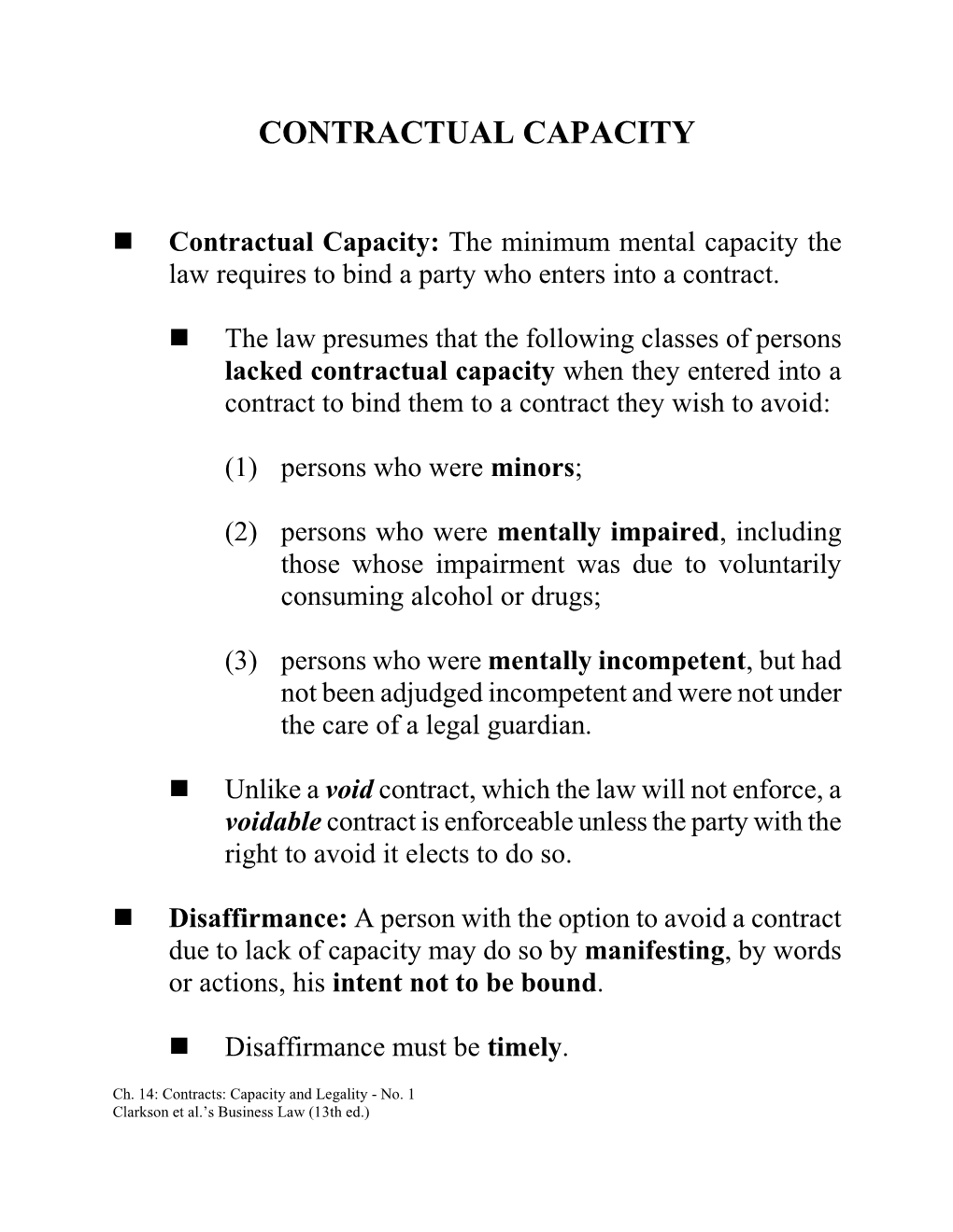 Contractual Capacity