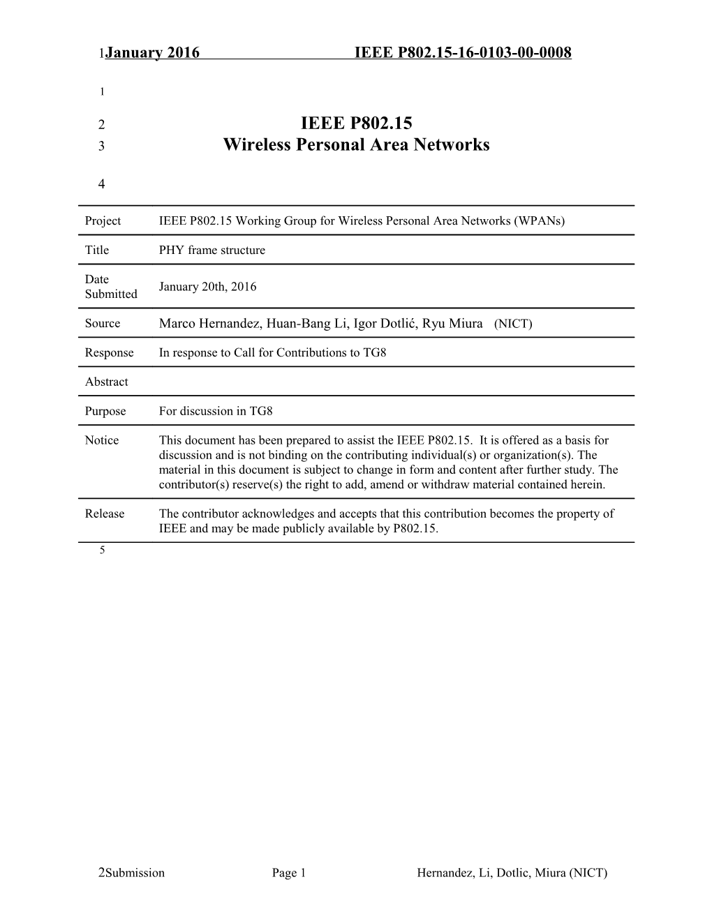 NICT PHY Specification Proposal s1