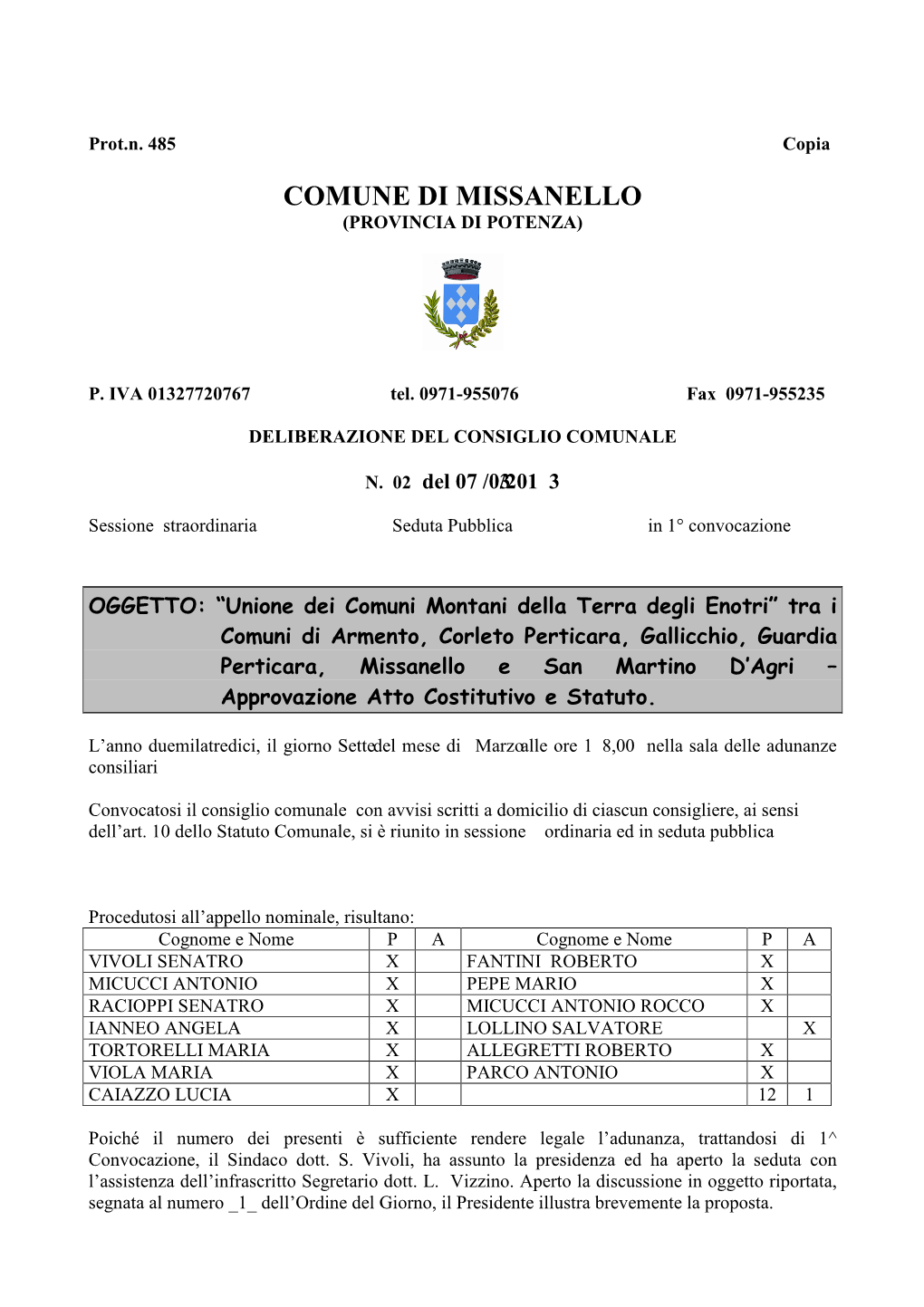 Comune Di Missanello (Provincia Di Potenza)