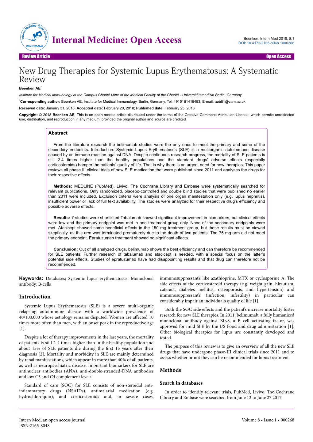 New Drug Therapies for Systemic Lupus