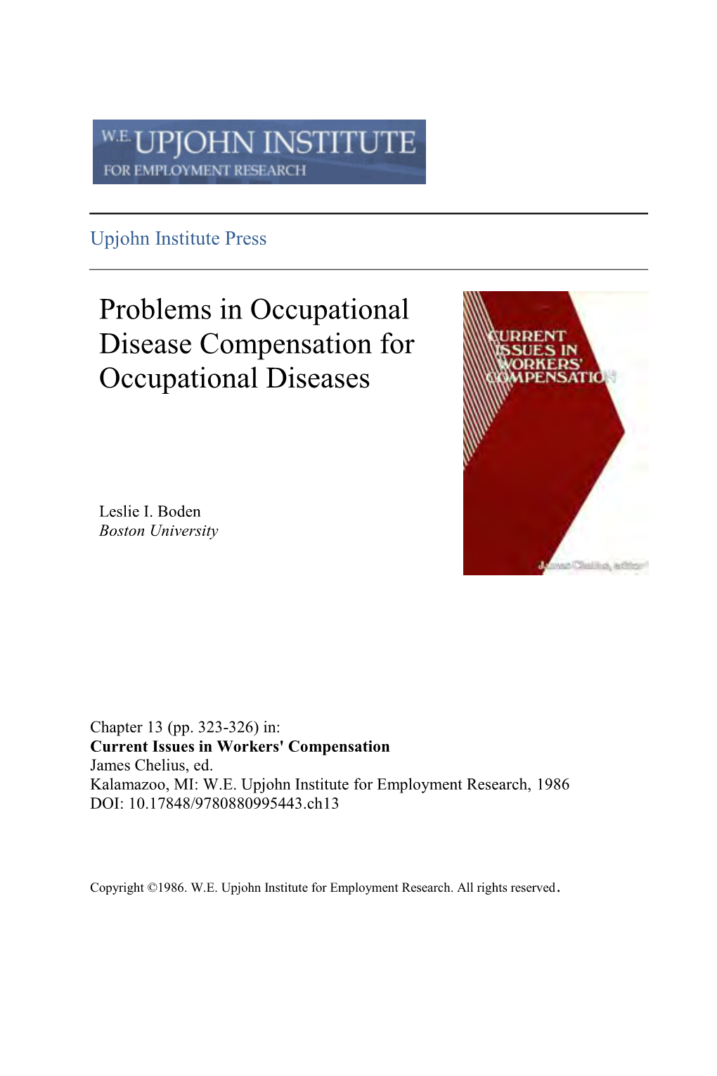 Problems in Occupational Disease Compensation for Occupational Diseases