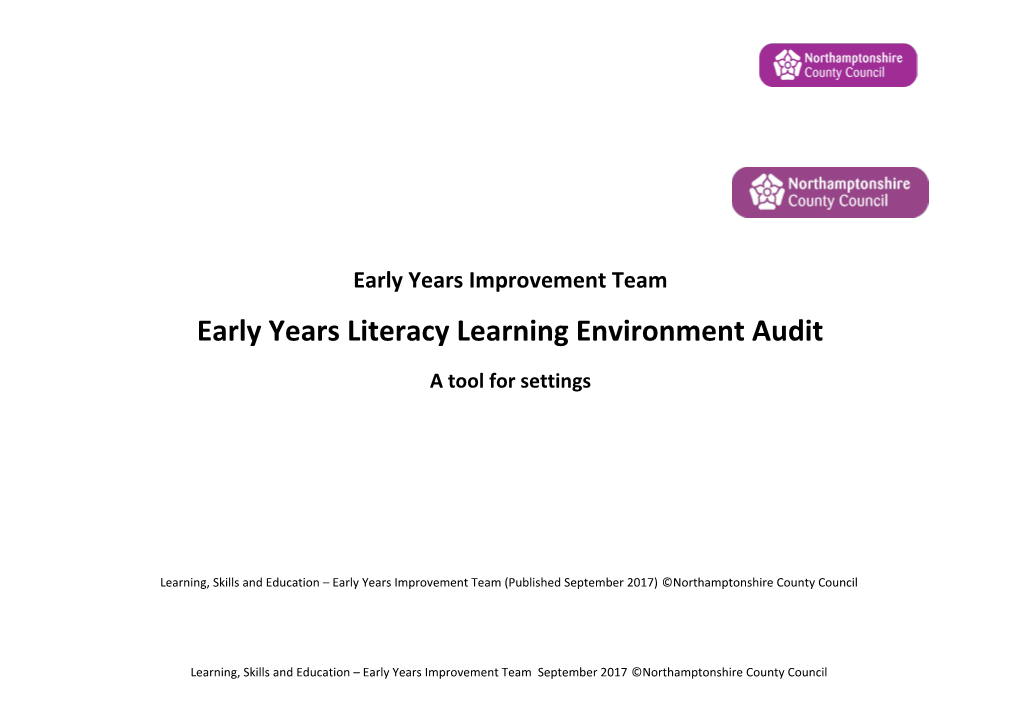 Early Years Literacy Learning Environment Audit