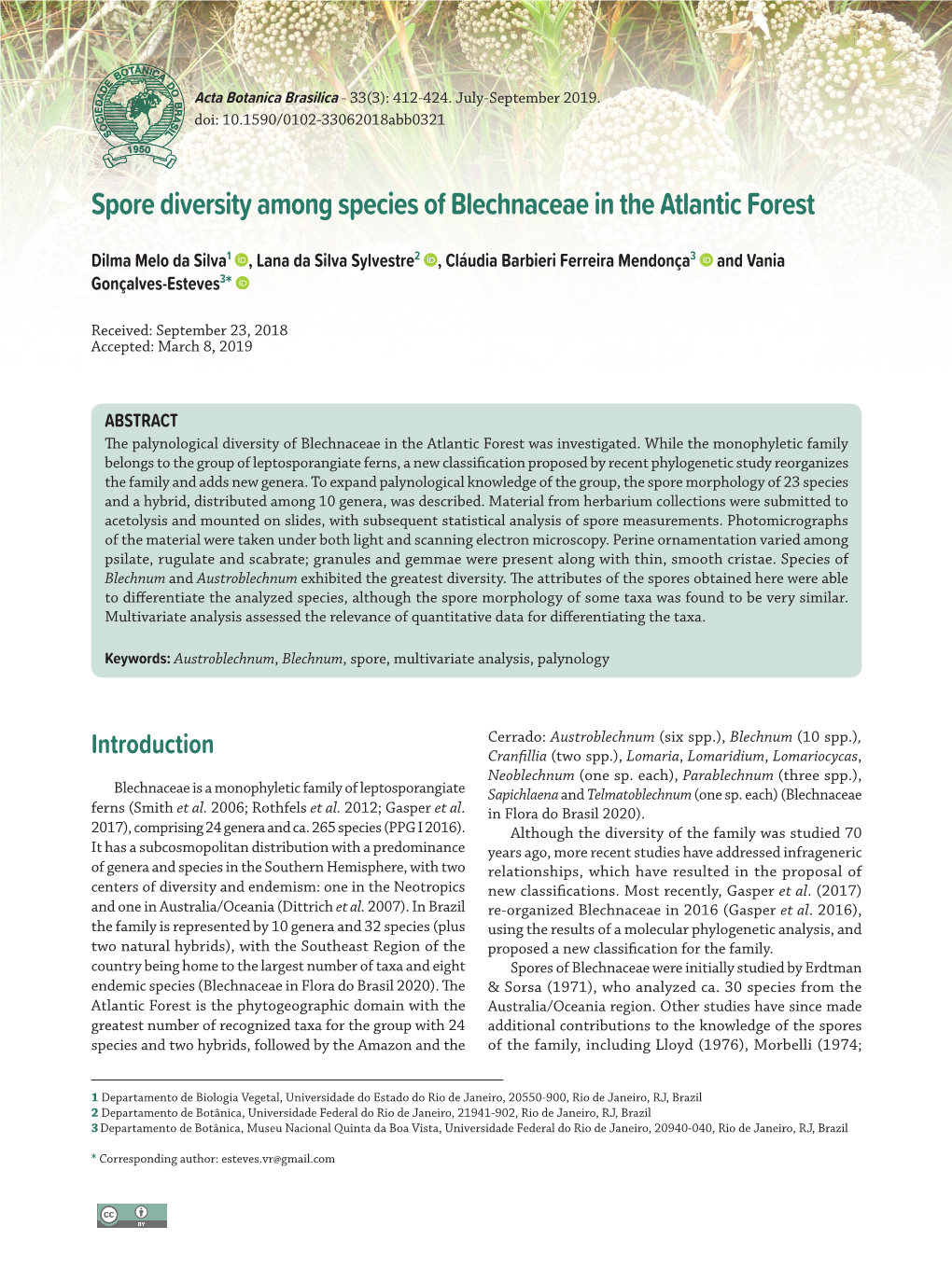 Acta Botanica Brasilica - 33(3): 412-424