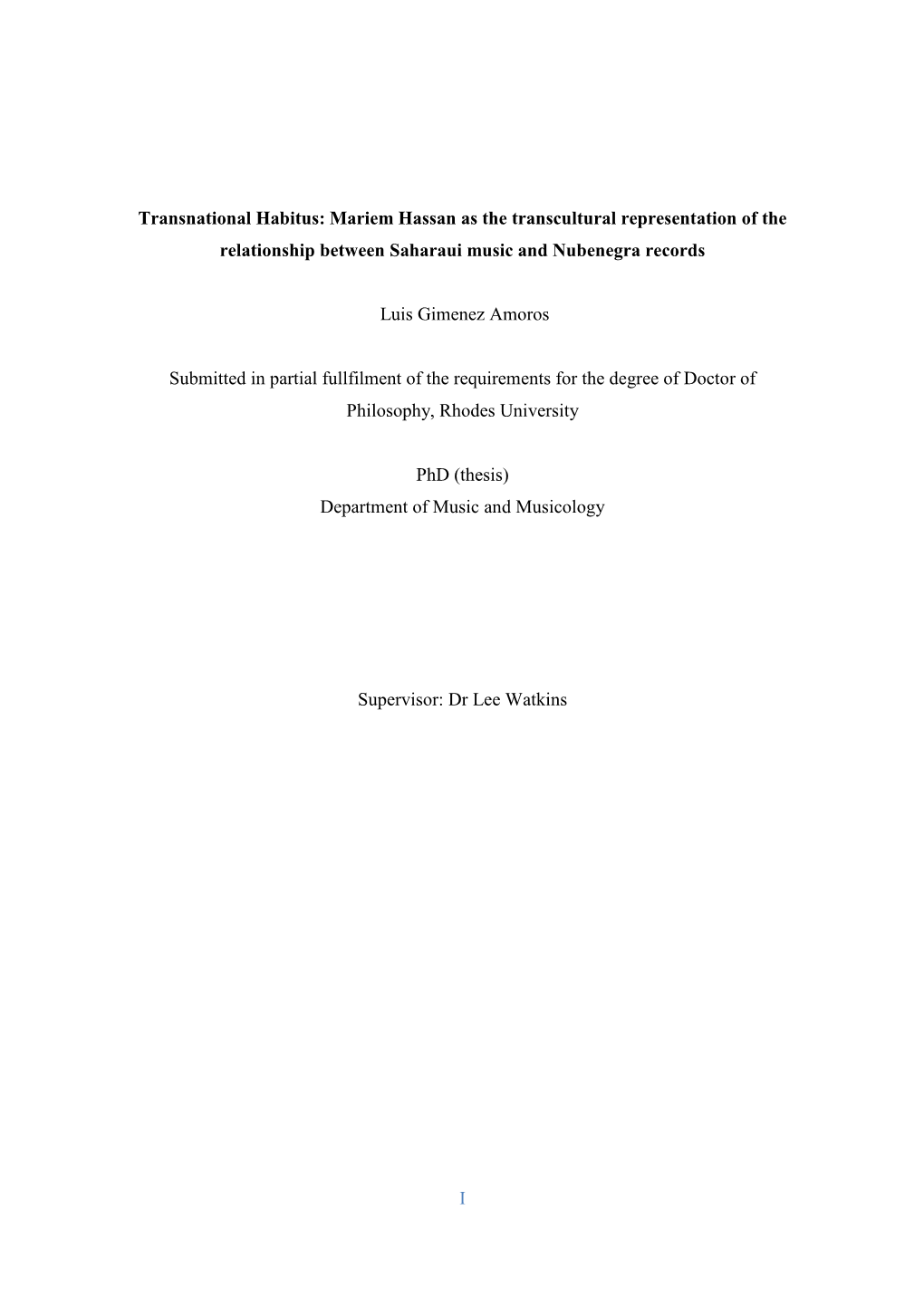 Transnational Habitus: Mariem Hassan As the Transcultural Representation of the Relationship Between Saharaui Music and Nubenegra Records