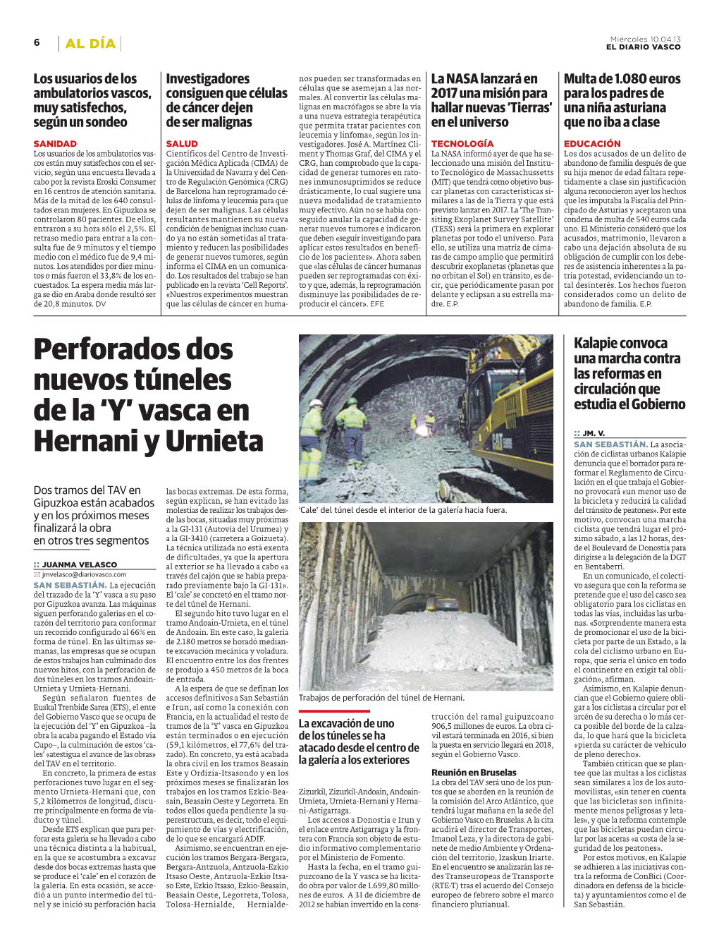 Perforados Dos Nuevos Túneles De La 'Y' Vasca En Hernani Y Urnieta