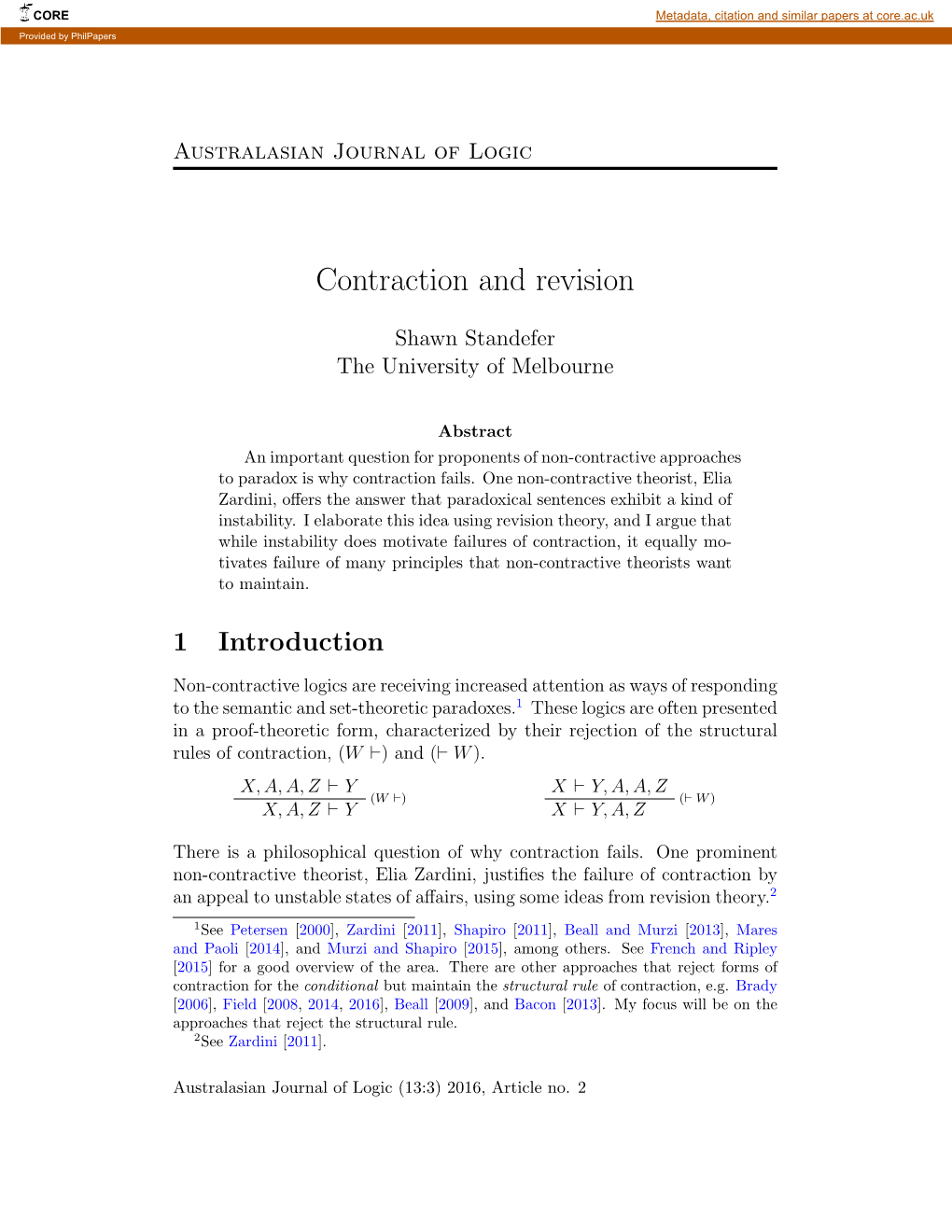 Contraction and Revision