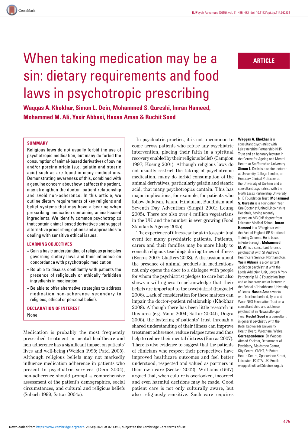 When Taking Medication May Be a Sin: Dietary Requirements and Food Laws