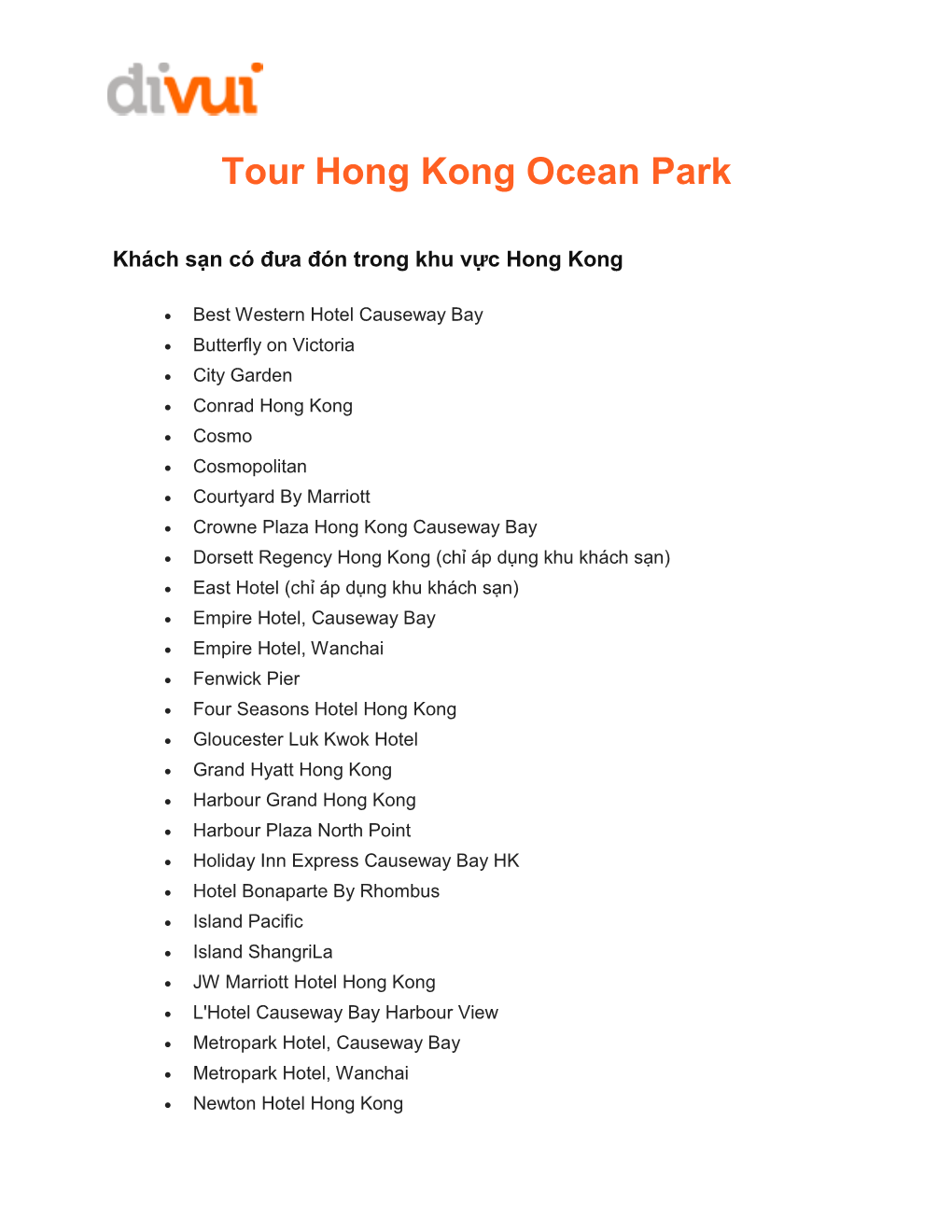 Tour Hong Kong Ocean Park