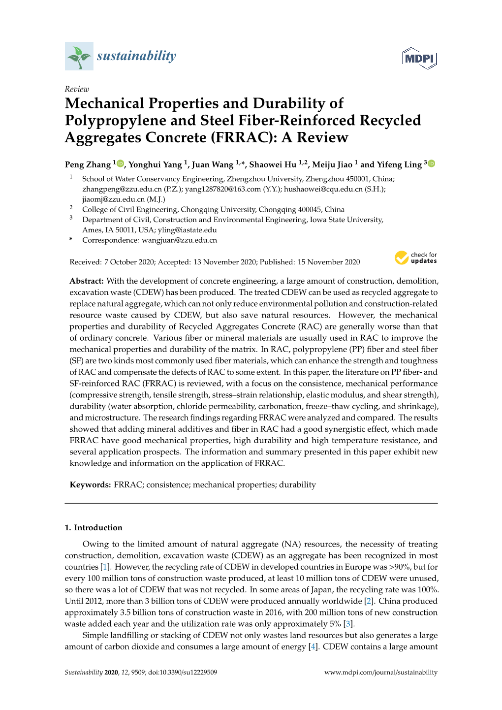 Mechanical Properties and Durability of Polypropylene and Steel Fiber-Reinforced Recycled Aggregates Concrete (FRRAC): a Review