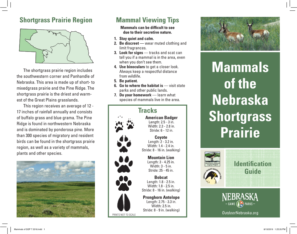 Mammals of the Nebraska Shortgrass Prairie