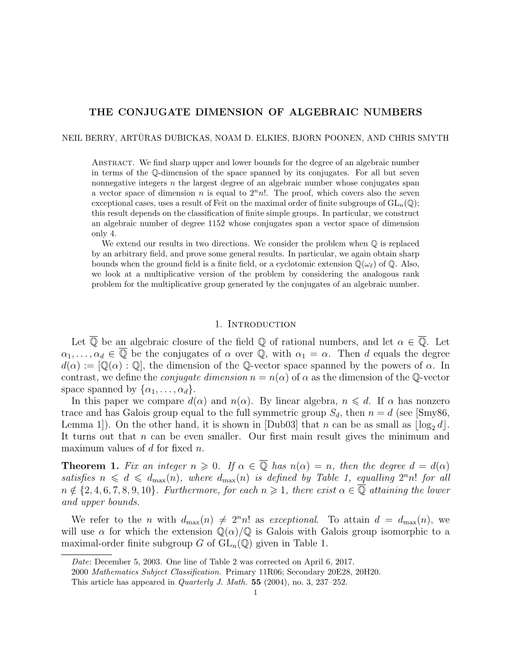 The Conjugate Dimension of Algebraic Numbers