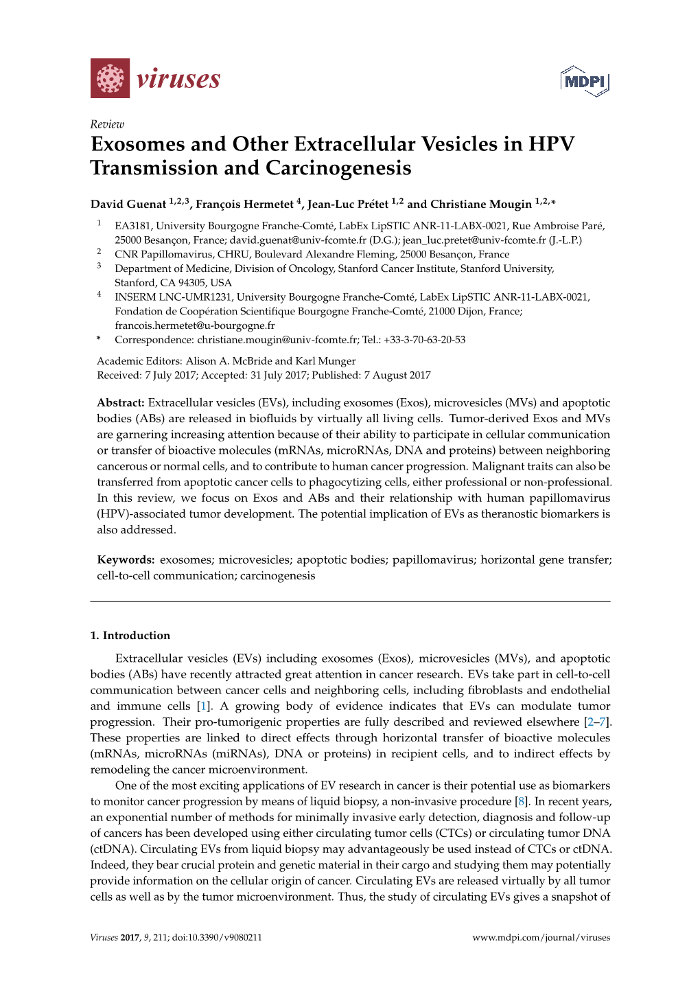 Exosomes and Other Extracellular Vesicles in HPV Transmission and Carcinogenesis