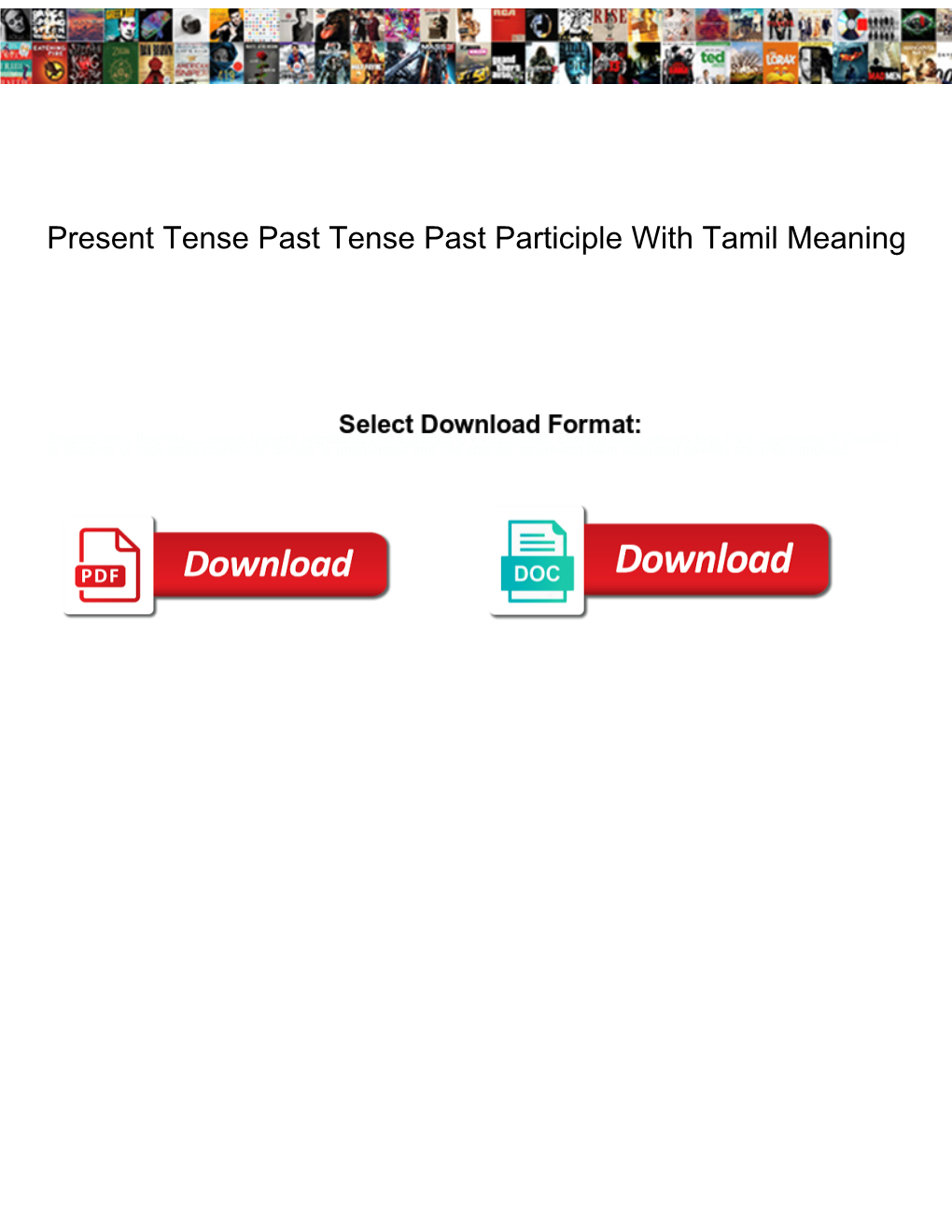 Present Tense Past Tense Past Participle with Tamil Meaning