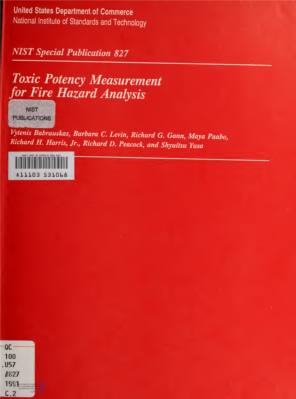 Toxic Potency Measurement for Fire Hazard Analysis