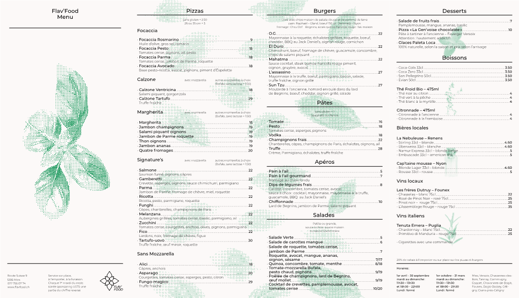 Flav'food Menu