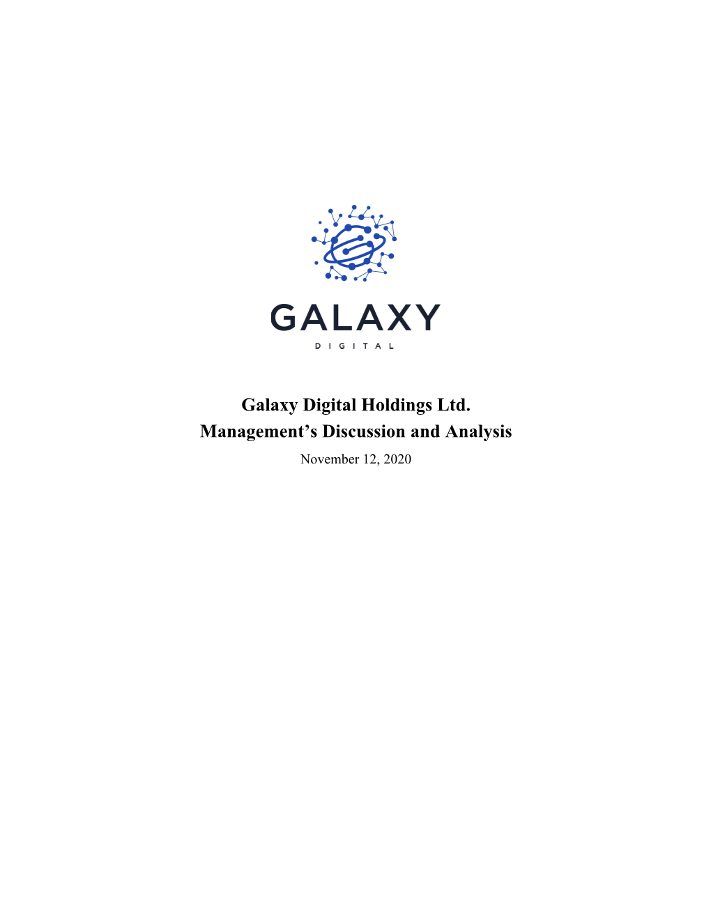 Galaxy Digital Holdings Ltd. Management's Discussion And