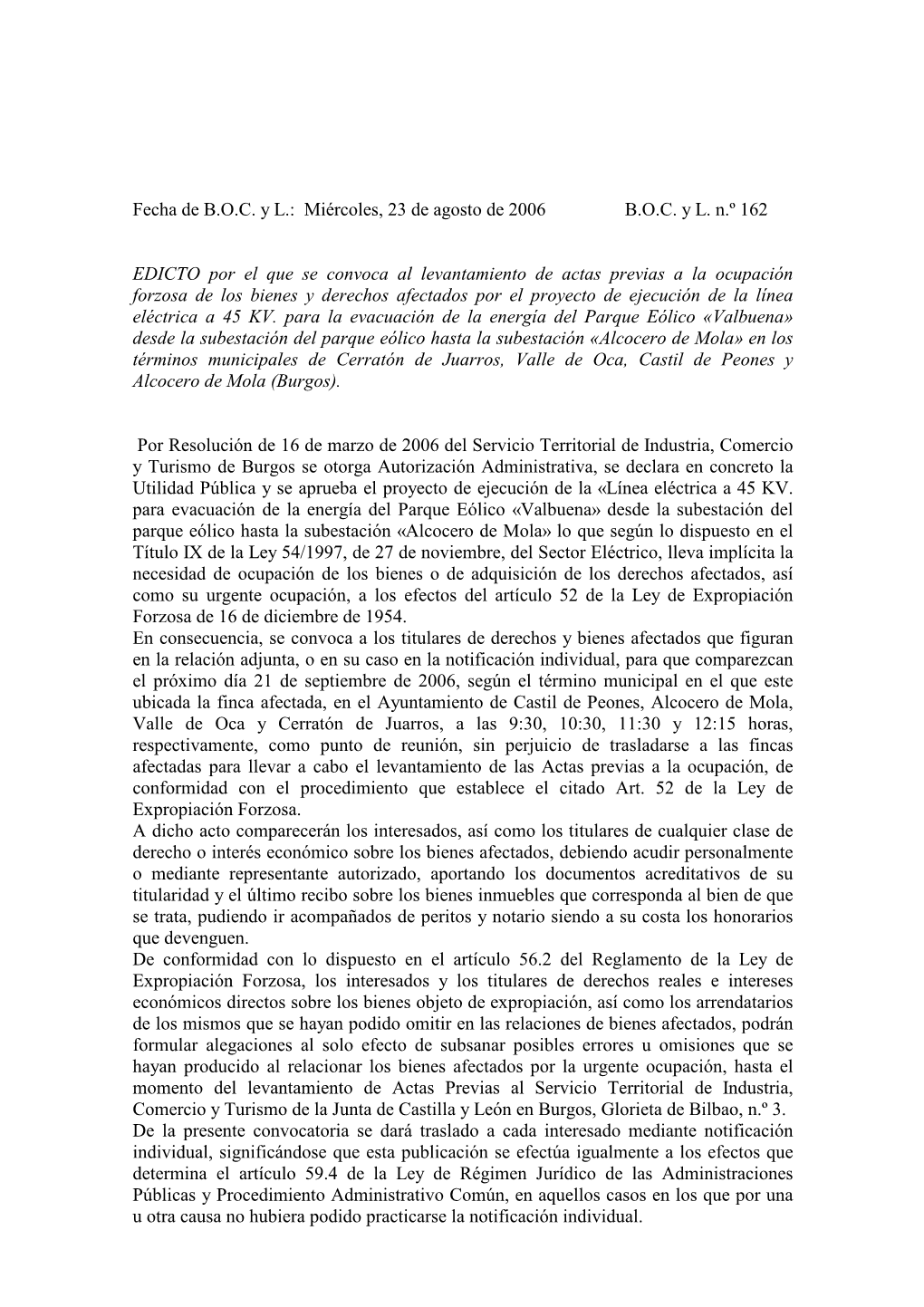 Miércoles, 23 De Agosto De 2006 BOC Y L. N.º 162 EDICTO Por El