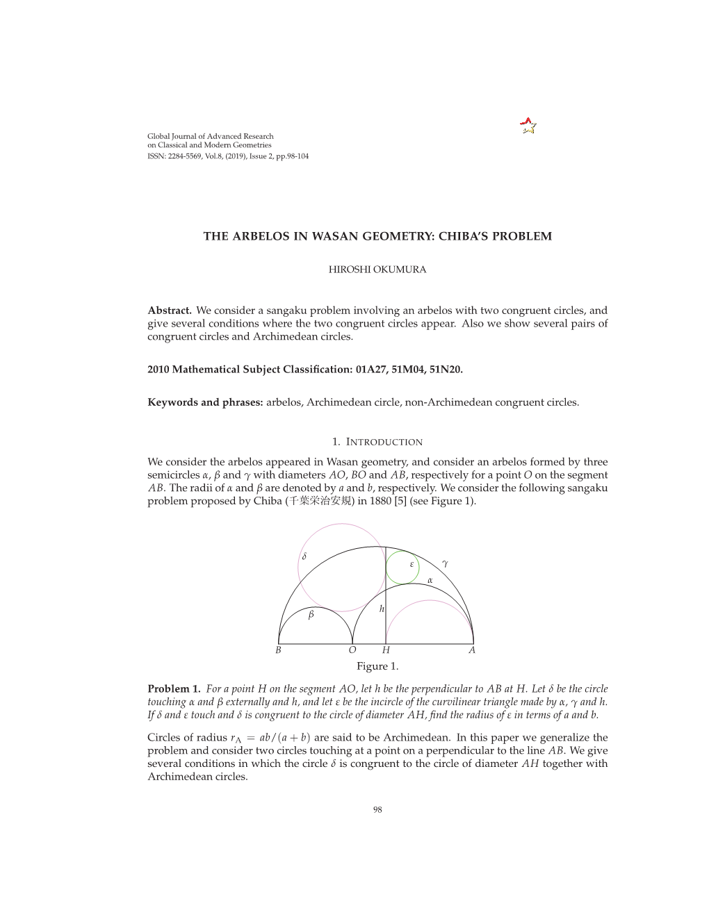 The Arbelos in Wasan Geometry: Chiba's Problem