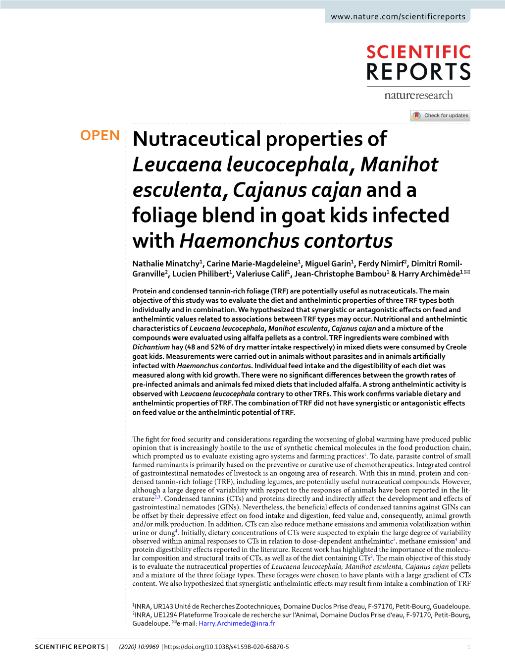 Nutraceutical Properties of Leucaena Leucocephala, Manihot Esculenta