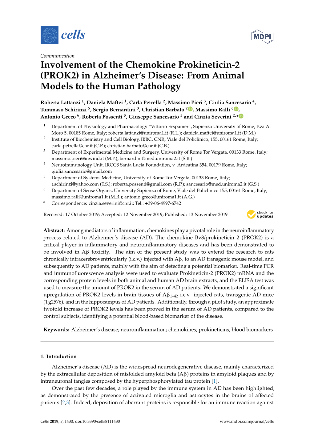 (PROK2) in Alzheimer's Disease