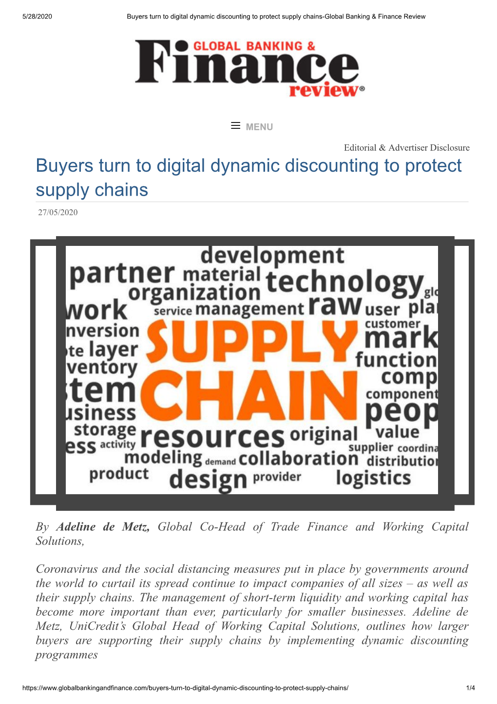 Buyers Turn to Digital Dynamic Discounting to Protect Supply Chains-Global Banking & Finance Review