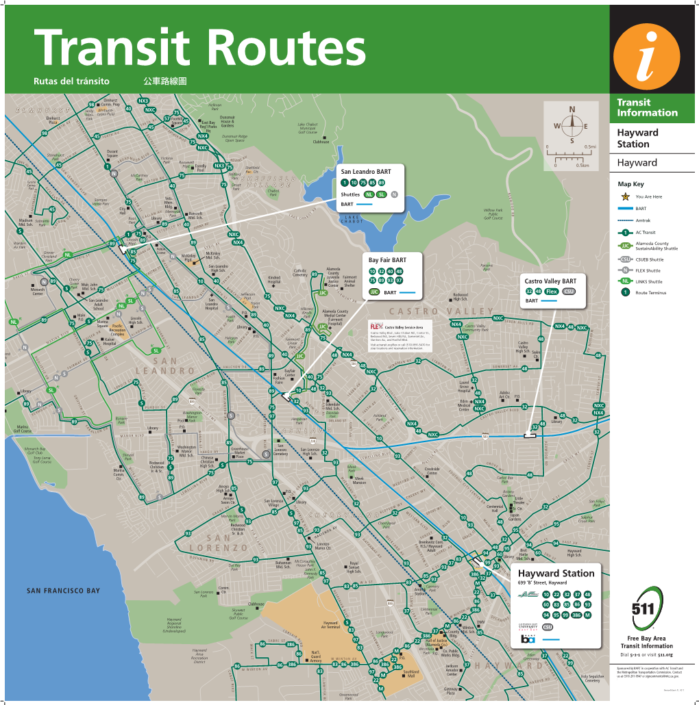 Hayward Transit Routes Map (PDF)
