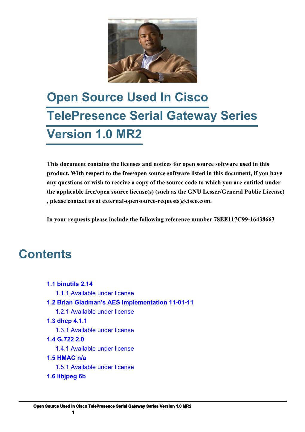 Open Source Used in Cisco Telepresence Serial Gateway Series Version 1.0 MR2