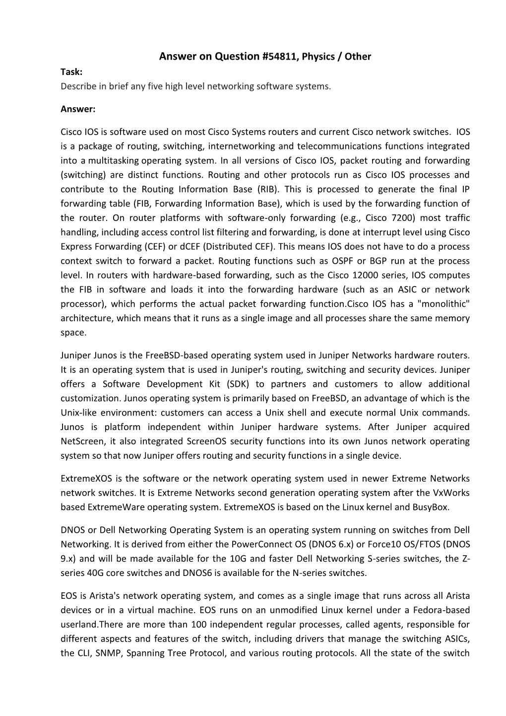 Answer on Question #54811, Physics / Other Task: Describe in Brief Any Five High Level Networking Software Systems