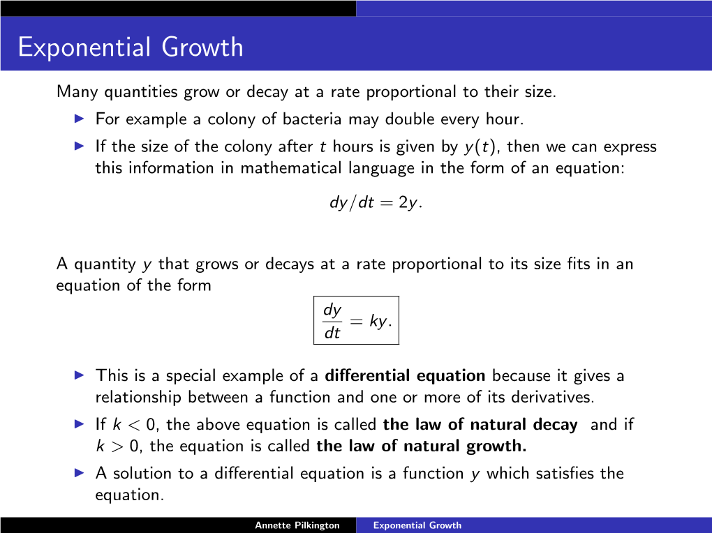 Slides: Exponential Growth and Decay