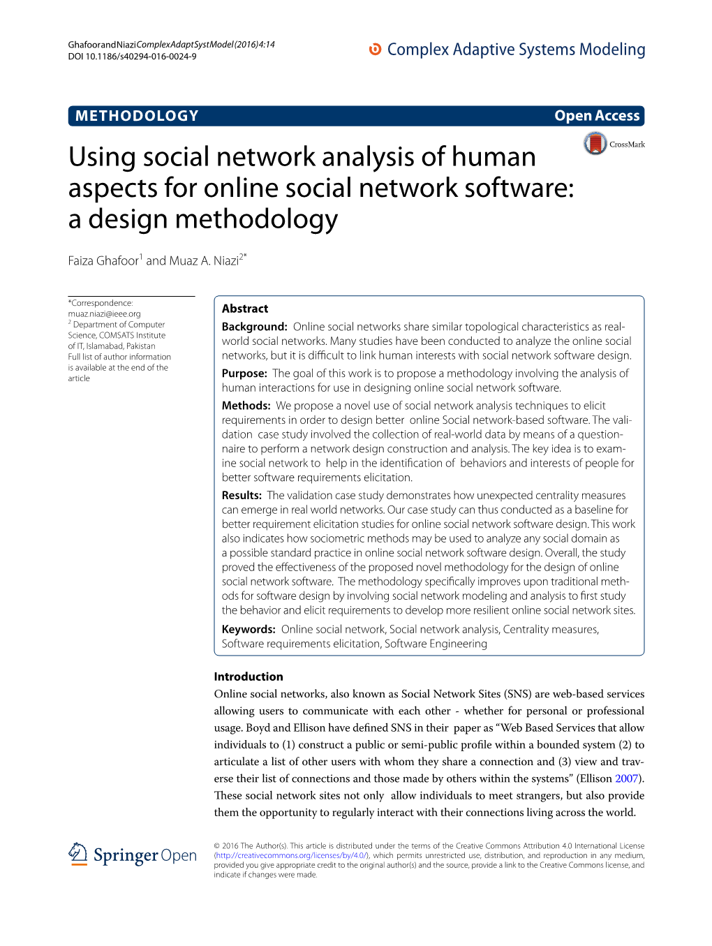 Using Social Network Analysis of Human Aspects for Online Social Network Software: a Design Methodology