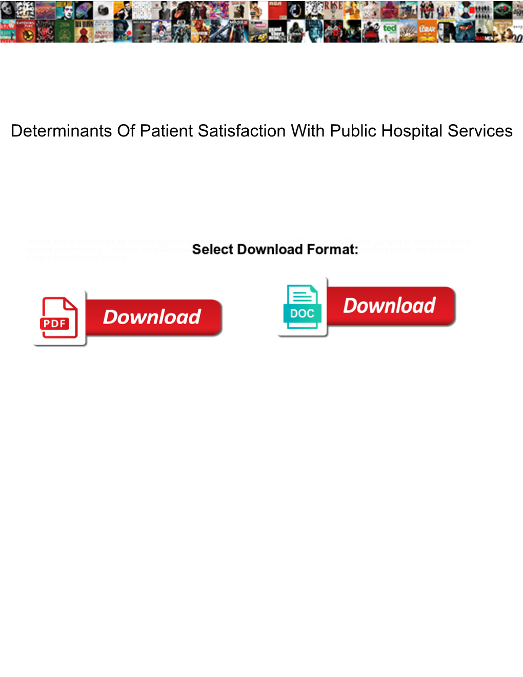 Determinants of Patient Satisfaction with Public Hospital Services