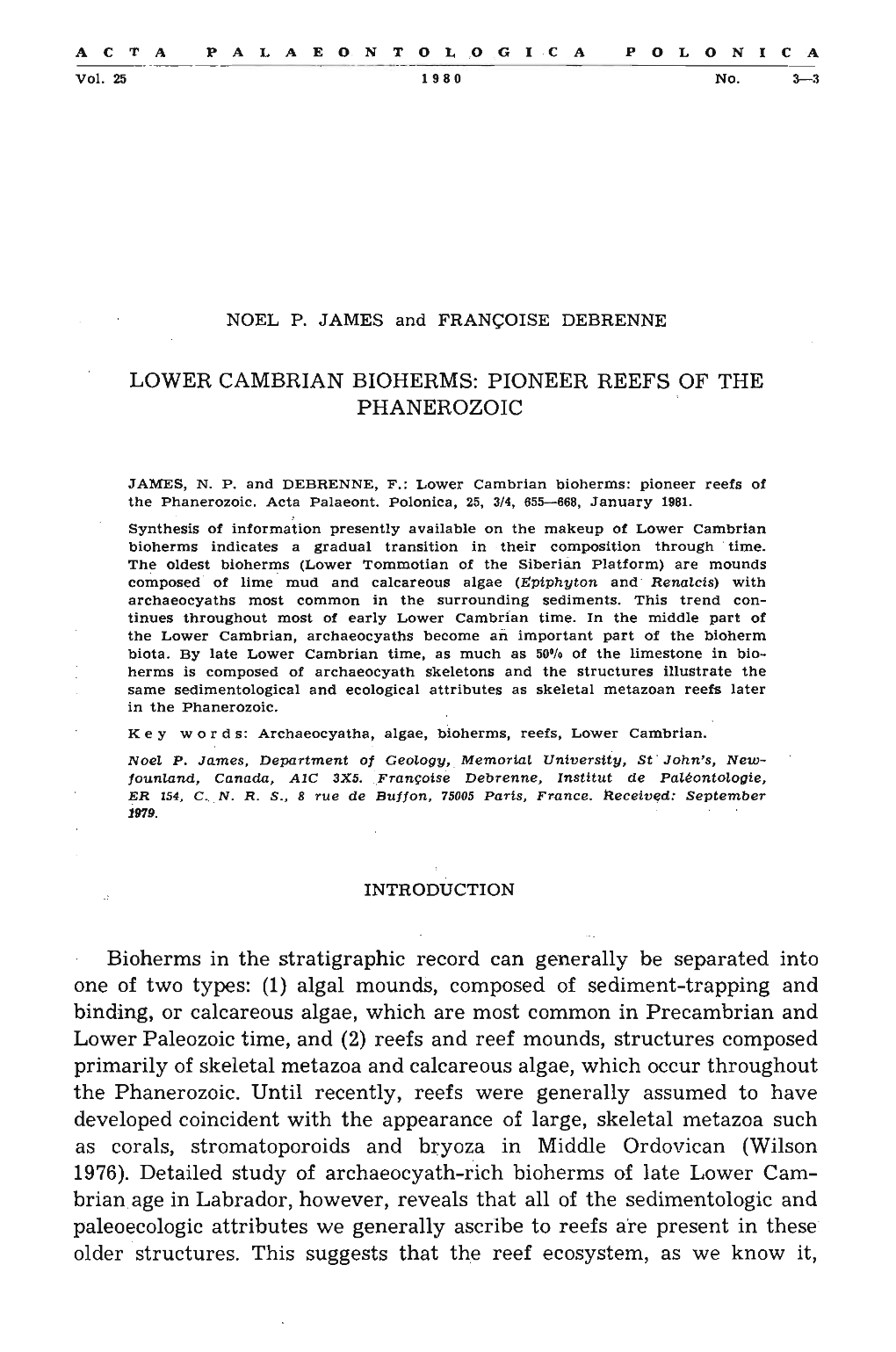 Lower Cambrian Bioherms: Pioneer Reefs of the Phanerozoic