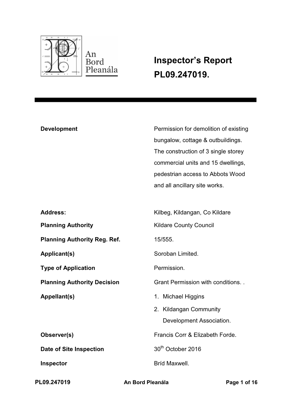 Report Template Normal Planning Appeal