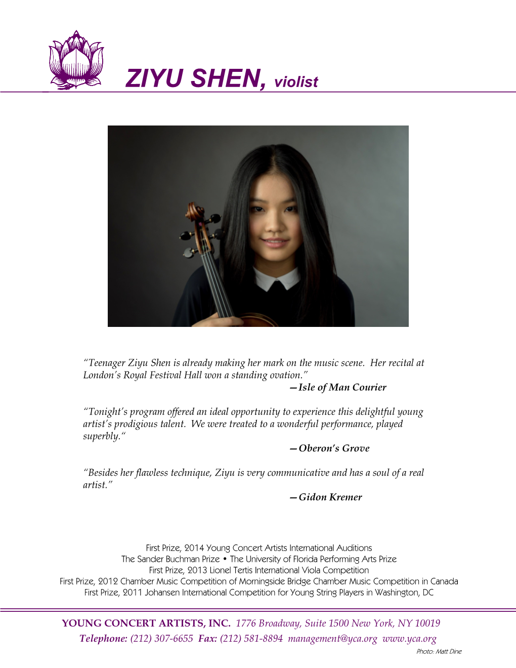 ZIYU SHEN, Violist