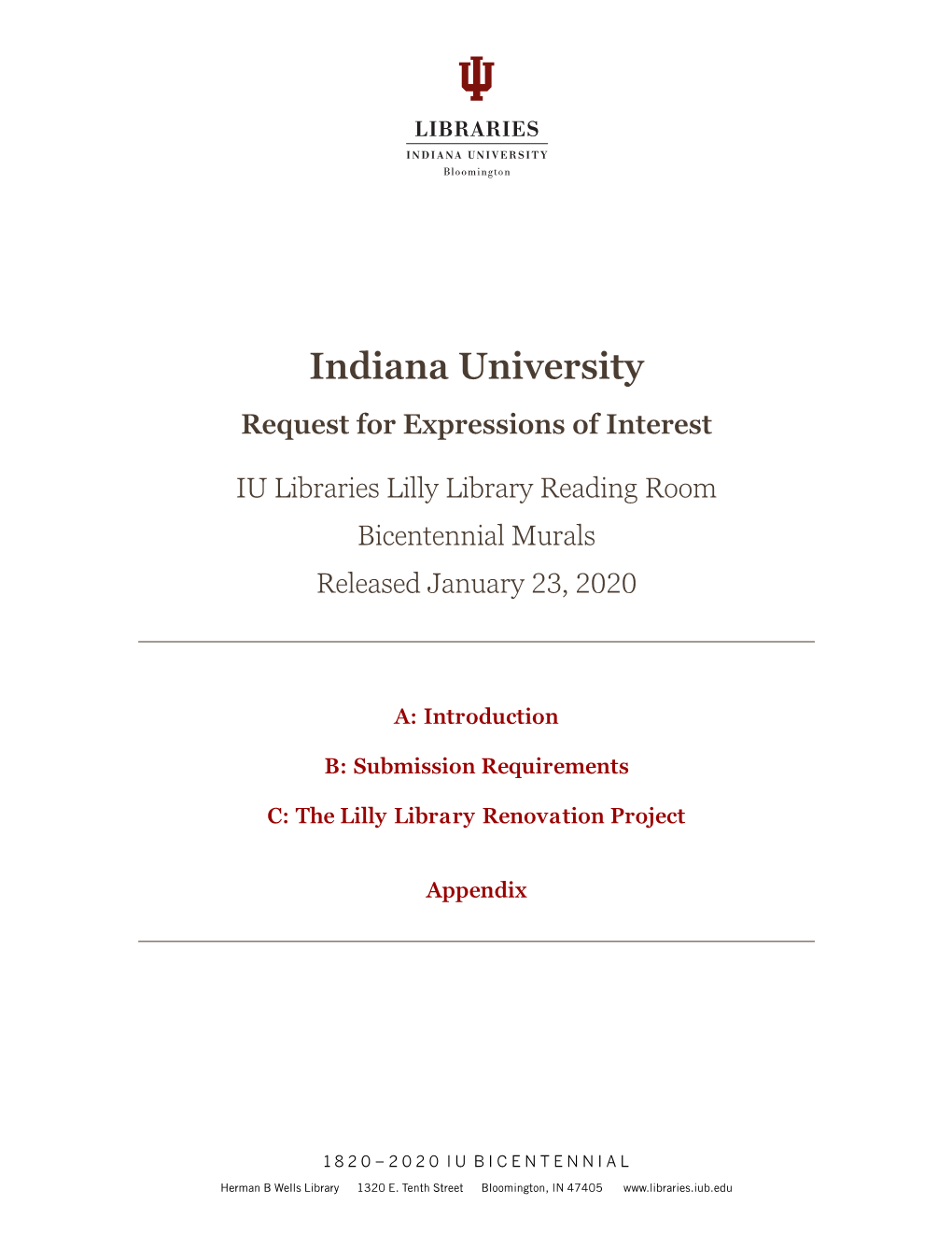 Indiana University Request for Expressions of Interest