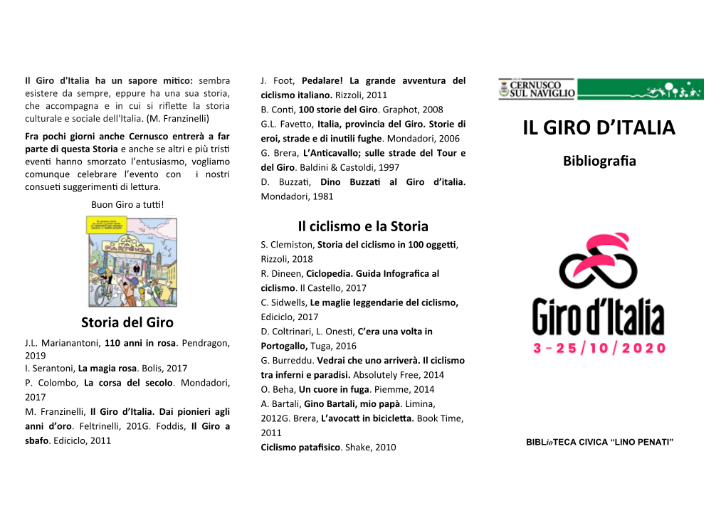 Giro Ditalia Bibliografia