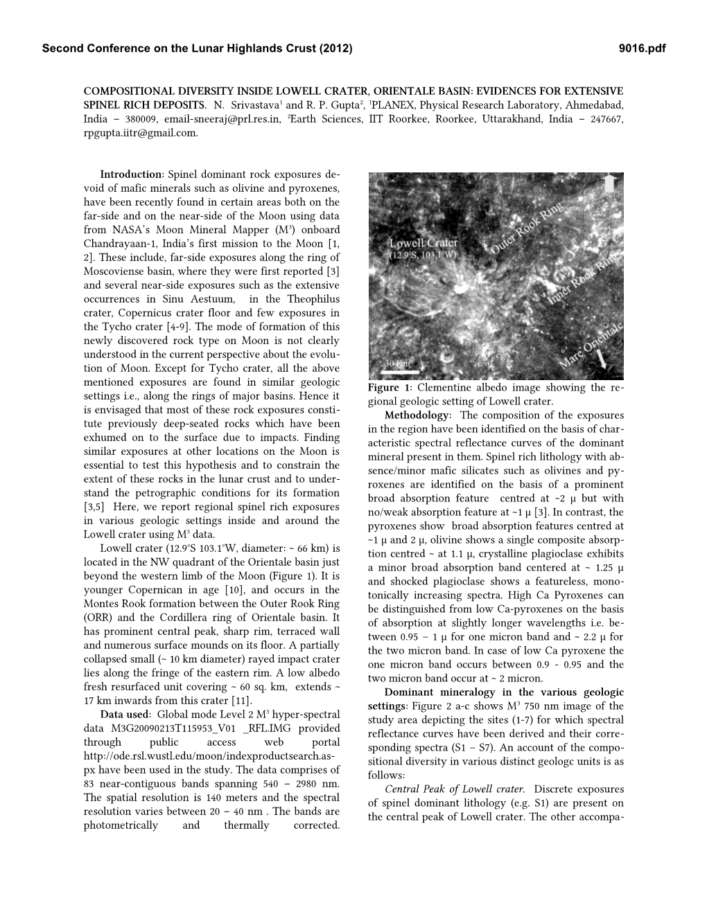 Compositional Diversity Inside Lowell Crater, Orientale Basin: Evidences for Extensive Spinel Rich Deposits