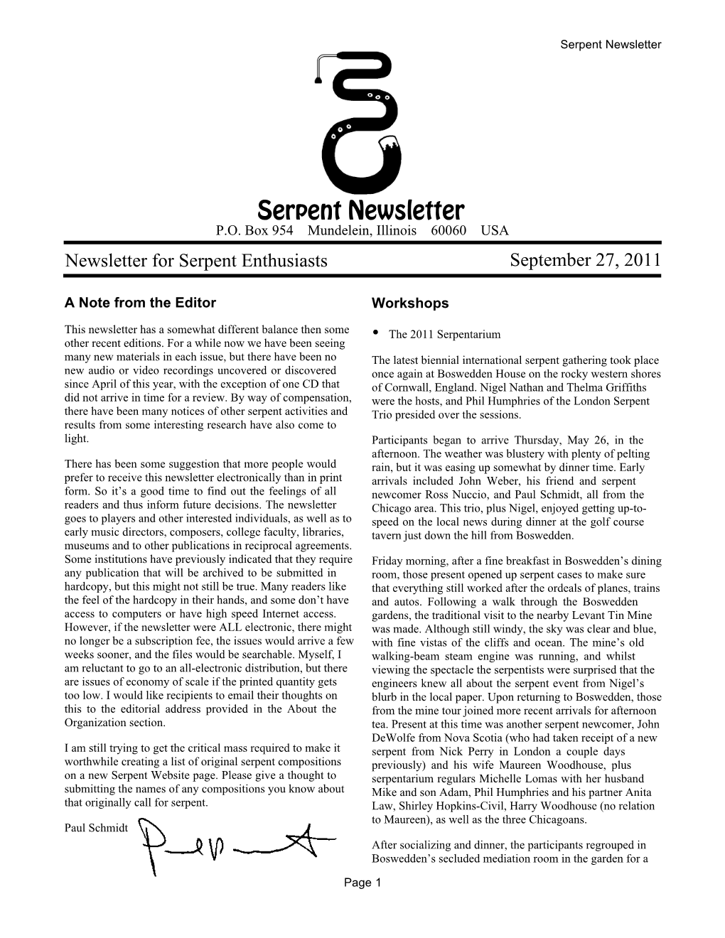 Serpent Newsletter