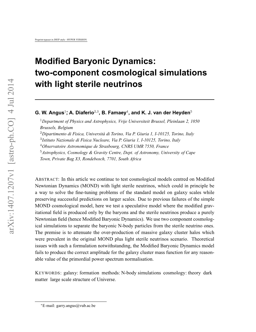 Modified Baryonic Dynamics: Two-Component Cosmological