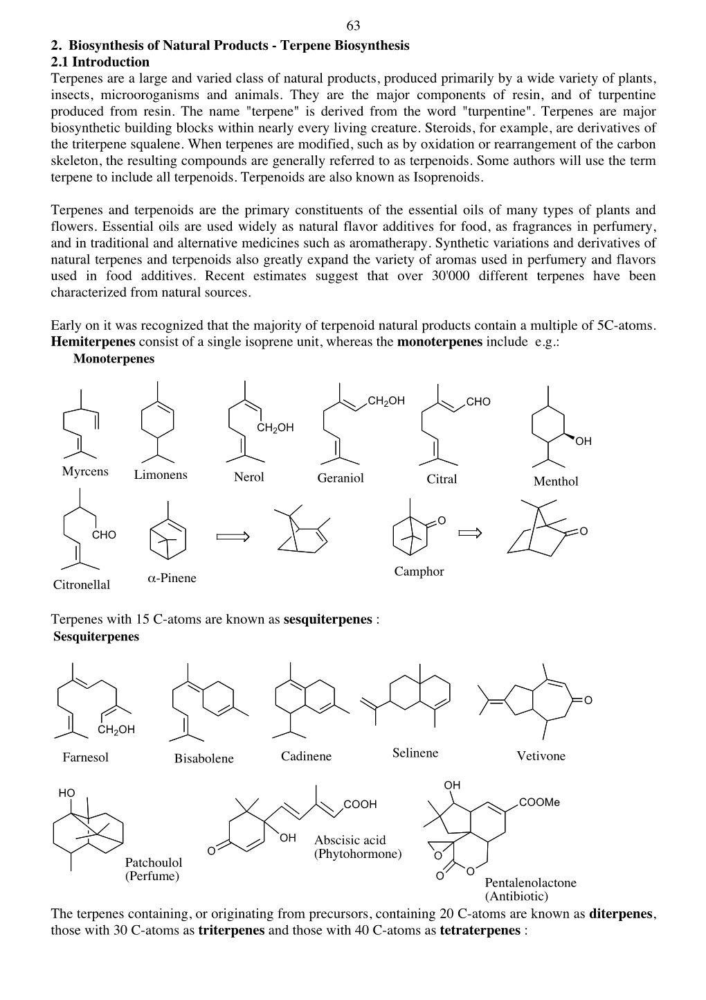 Biosynthesis of Natural Products