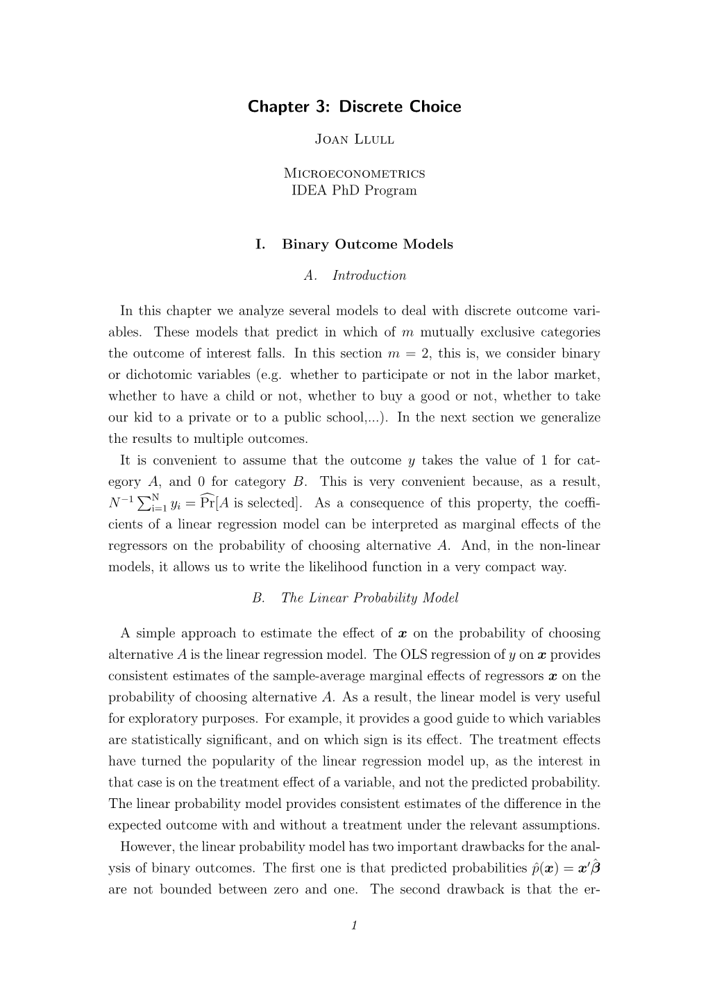 Chapter 3: Discrete Choice