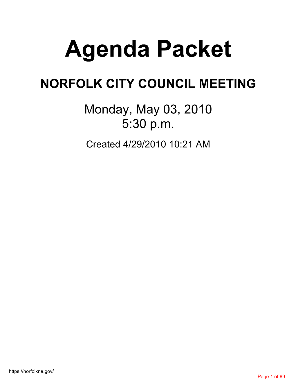 City Council Agenda Packet May 03, 2010