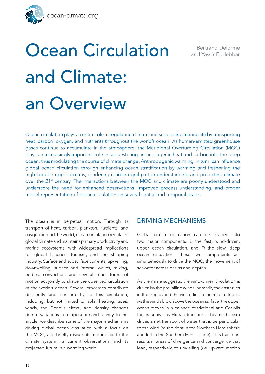 Ocean Circulation and Climate: an Overview